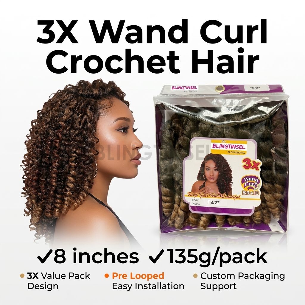 3X Wand Curl Crochet Hair Pre Looped Jamaican Bounce Style